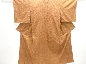 アンティーク　麻の葉模様織り出し手織り紬単衣着物